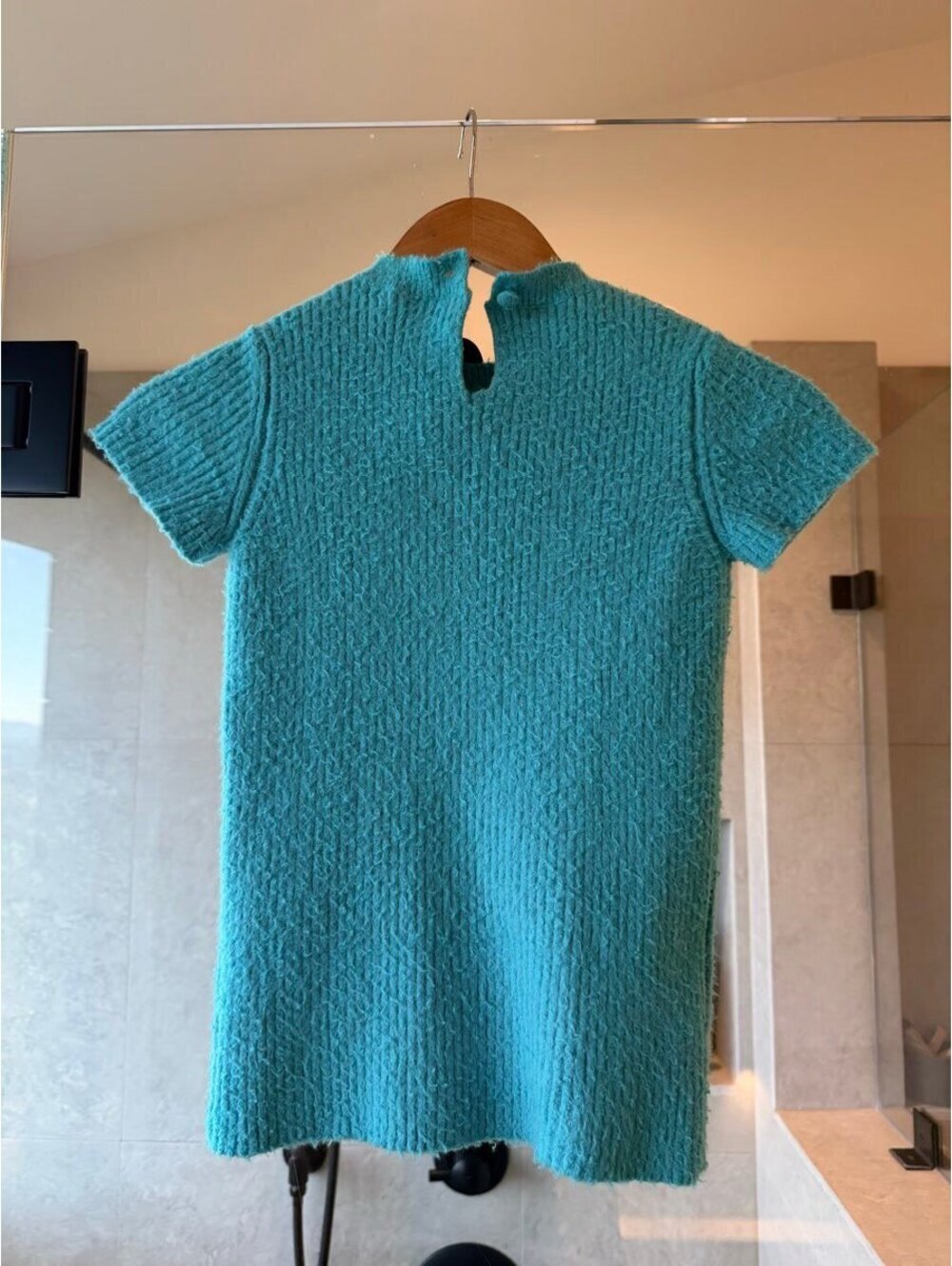 Balenciaga Turquoise Fuzzy Knit Top Unifit XS